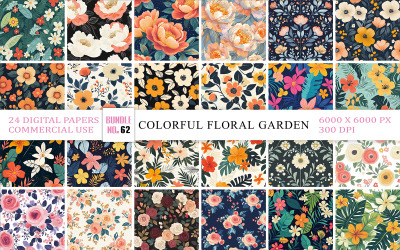 Vibrant Flower Pattern Digital Paper Collection | Romantic Botanical Floral Background Pack