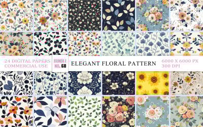 Vintage Botanical Flower Pattern Background | Romantic Floral Digital Paper Collection