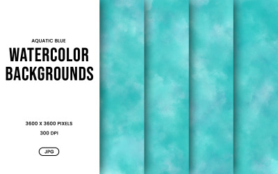 Watercolor Background Set – Aquatic Blue Abstract Digital Paper, Texture Collection