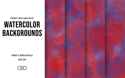 Watercolor Background Set – Crispy Red &amp;amp; Blue Abstract Digital Paper, Texture Collection
