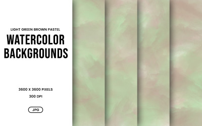 Watercolor Background Set – Green &amp;amp; Brown Pastel Abstract Digital Paper, Texture Collection