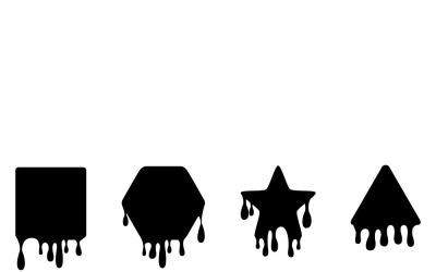 Dripping Paint Icons Set with Brush Strokes