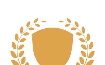 Emblema con corona d&amp;#39;alloro dorata, scudo e stella, ideale per premiazioni, onorificenze, stemmi e riconoscimenti.