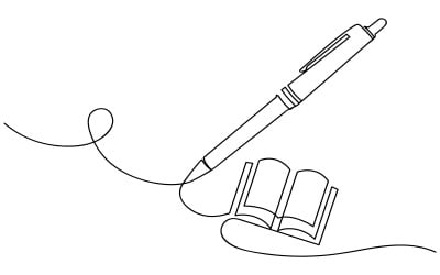 16. Desenho contínuo de uma linha feito com caneta esferográfica sobre fundo branco.