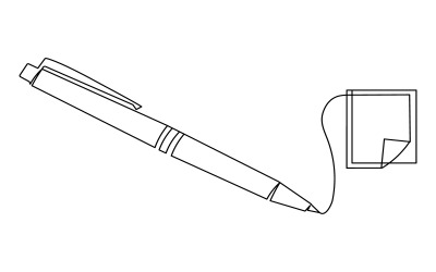 19. Desenho contínuo de uma linha feito com caneta esferográfica sobre fundo branco.