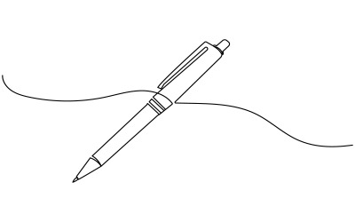 20. Desenho contínuo de uma linha feito com caneta esferográfica sobre fundo branco.