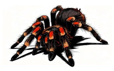 Kırmızı Siyah Tarantula İllüstrasyonu