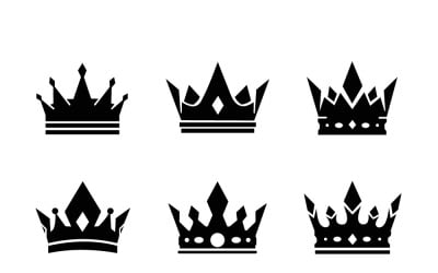 Set van negen zwarte kroonpictogrammen en koninklijke silhouetsymbolen voor logo&amp;#39;s en ontwerpen.