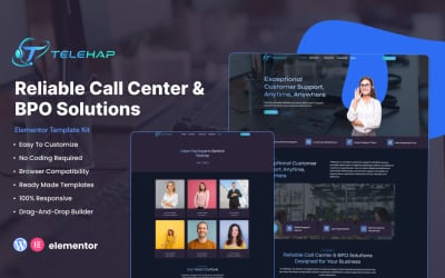 Telehap – Kit de Modelos Elementor para Call Center e Suporte ao Cliente