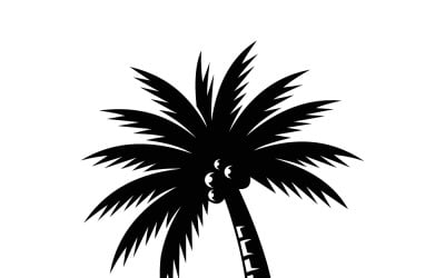 Silhouette d&amp;#39;un palmier tropical avec noix de coco et tronc courbé (icône vectorielle)
