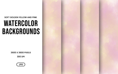 Watercolor Background Set – Soft Golden Yellow &amp;amp; Pink Abstract Digital Paper, Texture Collection