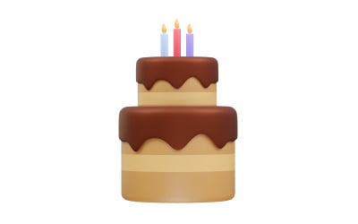 Birthday cake 3d rendering icon