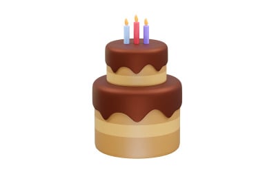 Birthday cake icon with candles vector render