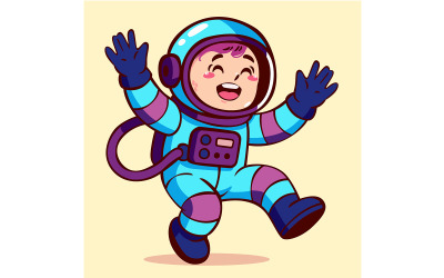 Cheerful Cartoon Astronaut Character