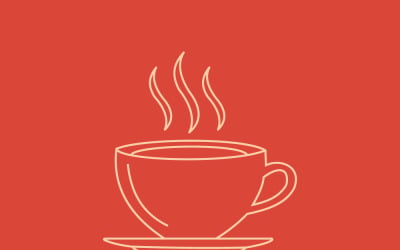 Projekt logo kawiarni z ikoną parującej filiżanki i minimalistycznym brandingiem