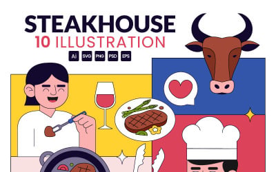 10 Steakhouse Restaurant Illustration