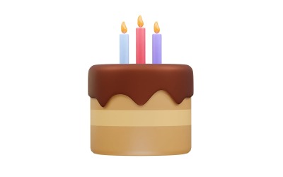 Ilustración 3D de un icono de pastel de cumpleaños