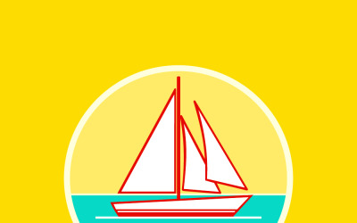 碧蓝海面上的帆船，伴着金色的太阳——夏季旅行与休闲