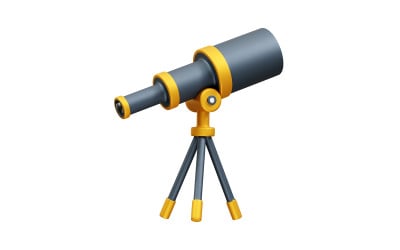 Ikona teleskopu 3D, ilustracja wektorowa