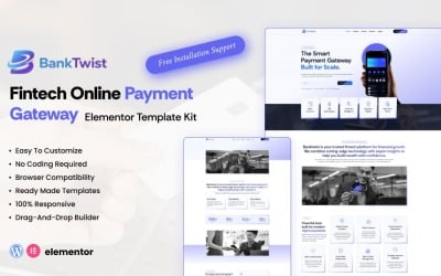 BankTwist – Kit de plantillas Elementor para Fintech y banca digital moderna