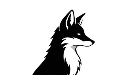 Black Fox Silhouette Logo Illustration - Sitting Fox Wildlife Icon for Branding and Design