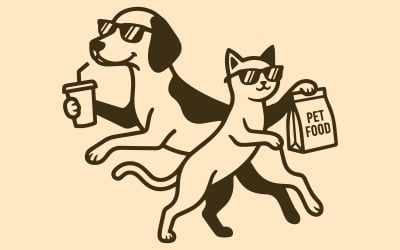 Cartoon Pet Characters Design For Print And Apparel