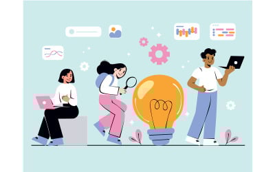 Illustrations colorées représentant la créativité et l&amp;#39;innovation