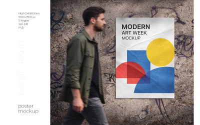 Conjunto de Mockups de Pôsteres Urbanos Colados em PSD