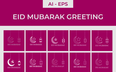 Eid Mubarak Greeting Card and social media elements