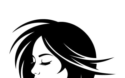 Elegant Female Portrait Silhouette With Flowing Hair Beauty Logo Icon For Beauty And Wellness