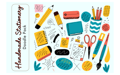 Handmade Stationery Doodle Pack Colorful Hand Drawn Vector