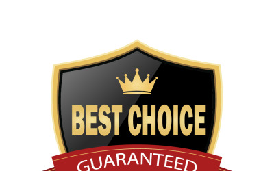 Insignia con escudo &amp;quot;Best Choice Guaranteed&amp;quot; y cinta con corona - Sello de calidad superior y emblema de confianza