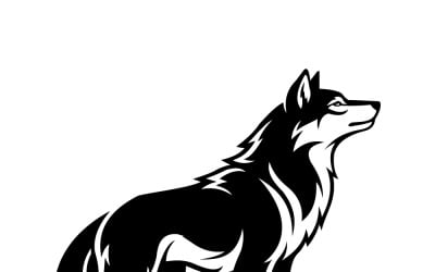Majestic Black Wolf Silhouette Logo Illustration With Tribal Fur Accents And Noble Pose