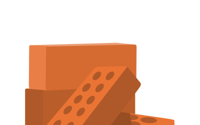 Vieille brique rouge isolée sur fond blanc – Matériau de construction en argile solide (vecteur)