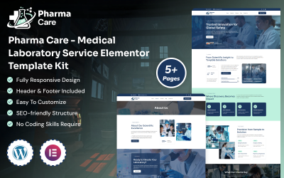 Pharma Care - Kit di modelli Elementor per servizi di laboratorio medico