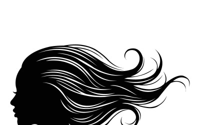 Silhouette Of Woman With Flowing Hair Profile Portrait Vector Elegant Female Beauty Hairstyle Design