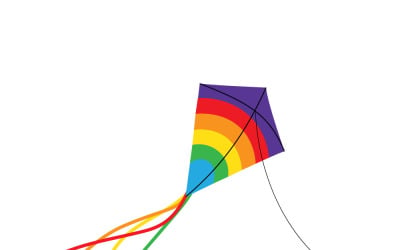Semplice icona di aquilone colorato: simbolo minimalista di un giocattolo volante per giochi all&amp;#39;aperto e design estivo.