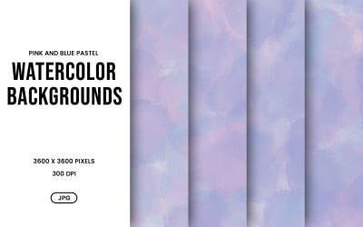 Watercolor Background Set – Soft Pink &amp;amp; Blue Pastel Abstract Digital Paper, Texture Collection