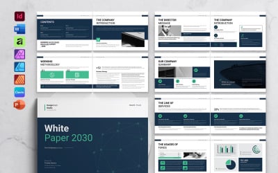 Business White Paper Template Landscape -24pages