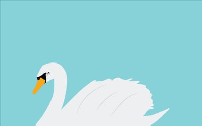 Ilustración vectorial de un lindo icono de cisne: elegante símbolo de ave acuática para el diseño de la naturaleza y la vida silvestre.