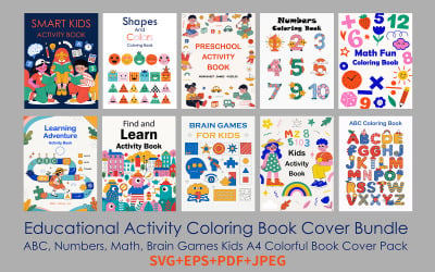 Educational Activity Coloring Book Cover Bundle