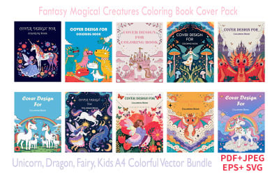 Fantasy Magical Creatures Coloring Book Cover