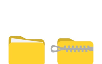 File Folder and Compressed Archive Icon Set – Digital Storage Vector Illustration
