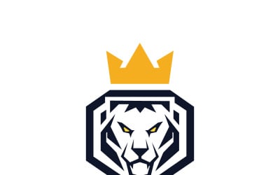 Logo Royal Lion avec emblème de couronne et de bouclier pour marque, équipe sportive et identité visuelle d&amp;#39;entreprise