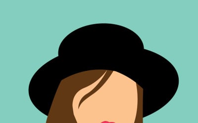 Illustrazione vettoriale di una ragazza elegante con un berretto su sfondo verde.
