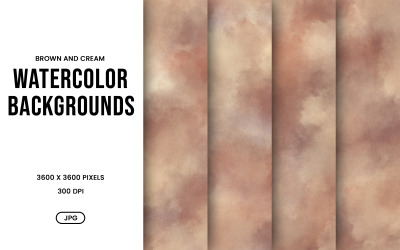 Watercolor Background Set – Brown &amp;amp; Cream Abstract Digital Paper, Texture Collection