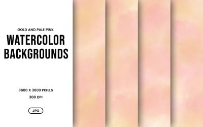 Watercolor Background Set – Gold &amp;amp; Pale Pink Elegant Digital Paper, Texture Collection