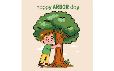 A Boy Hugging a Tree Happily