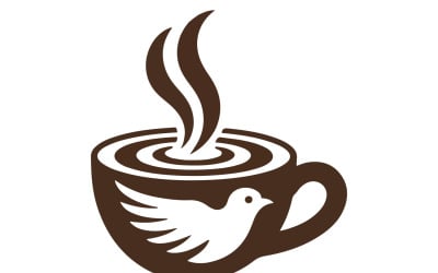 Coffee brand logo with bird element in the cup