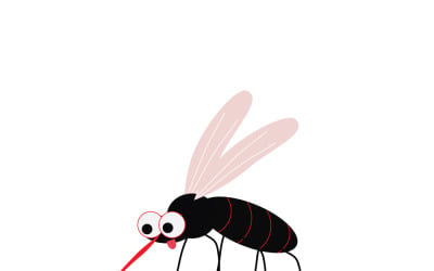Lindo fondo de pantalla de dibujos animados de mosquitos con marcas de picaduras y espacio para texto – Ilustración de insectos de verano